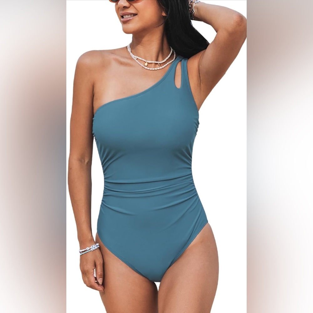 CUPSHE Women's One Piece Swimsuit Tummy Control, One Shoulder Cutout